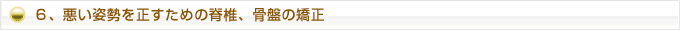 ６、悪い姿勢を正すための脊椎、骨盤の矯正